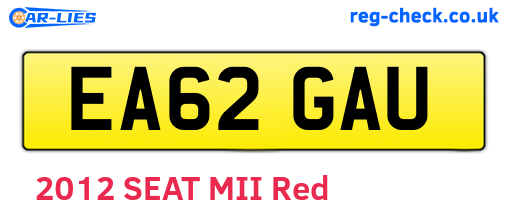EA62GAU are the vehicle registration plates.