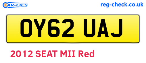 OY62UAJ are the vehicle registration plates.
