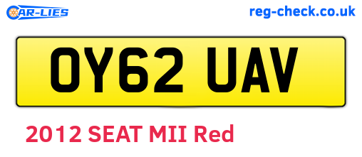 OY62UAV are the vehicle registration plates.