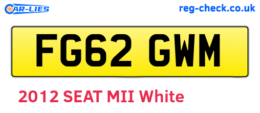 FG62GWM are the vehicle registration plates.