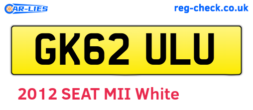 GK62ULU are the vehicle registration plates.