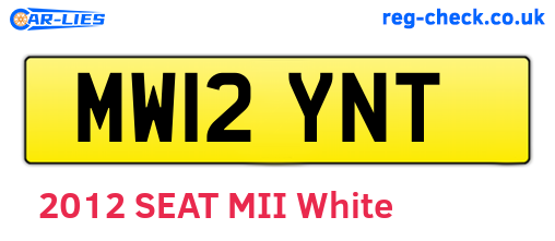 MW12YNT are the vehicle registration plates.