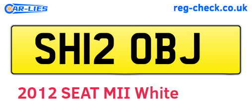 SH12OBJ are the vehicle registration plates.