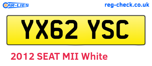 YX62YSC are the vehicle registration plates.