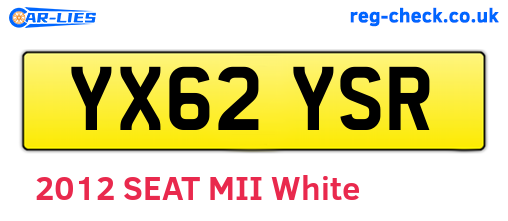 YX62YSR are the vehicle registration plates.
