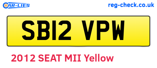 SB12VPW are the vehicle registration plates.