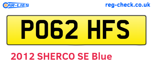 PO62HFS are the vehicle registration plates.