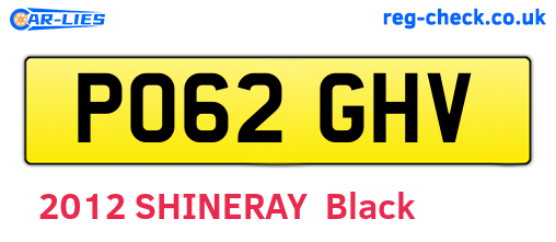 PO62GHV are the vehicle registration plates.