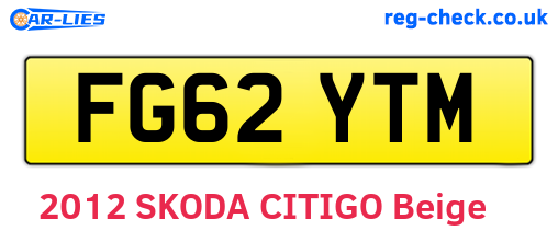FG62YTM are the vehicle registration plates.
