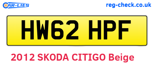 HW62HPF are the vehicle registration plates.