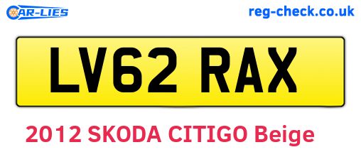 LV62RAX are the vehicle registration plates.