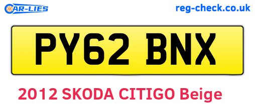 PY62BNX are the vehicle registration plates.