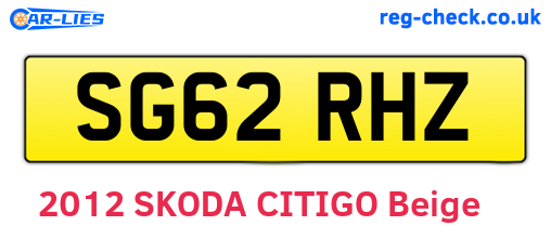 SG62RHZ are the vehicle registration plates.