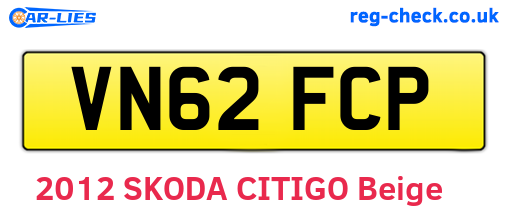 VN62FCP are the vehicle registration plates.