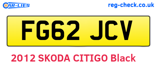 FG62JCV are the vehicle registration plates.