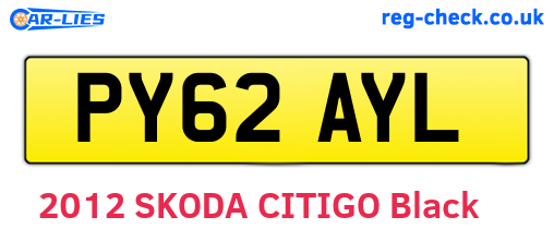 PY62AYL are the vehicle registration plates.