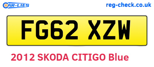 FG62XZW are the vehicle registration plates.
