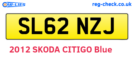 SL62NZJ are the vehicle registration plates.