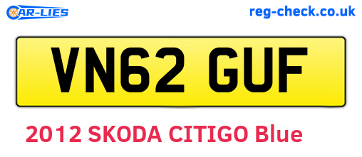 VN62GUF are the vehicle registration plates.