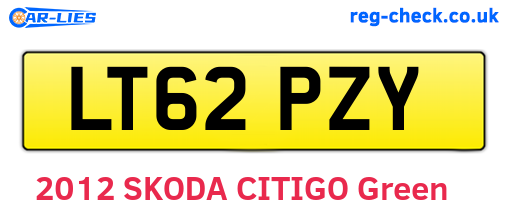 LT62PZY are the vehicle registration plates.