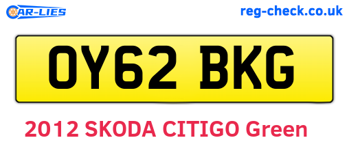 OY62BKG are the vehicle registration plates.