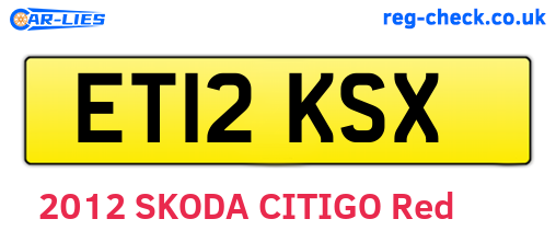 ET12KSX are the vehicle registration plates.