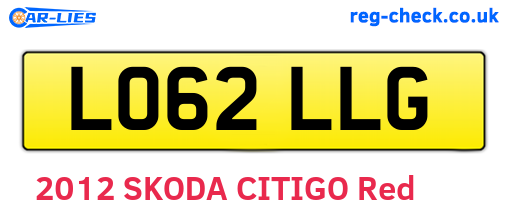 LO62LLG are the vehicle registration plates.
