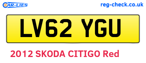 LV62YGU are the vehicle registration plates.