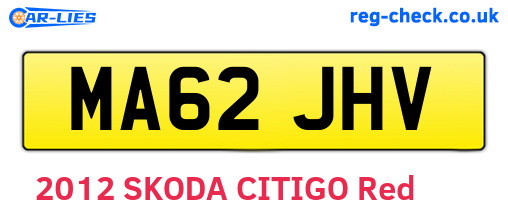 MA62JHV are the vehicle registration plates.