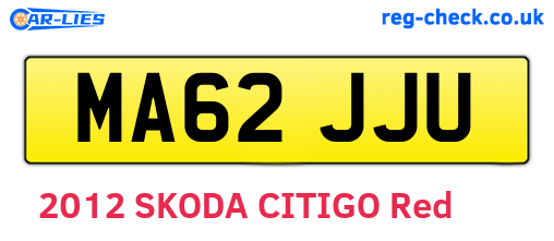 MA62JJU are the vehicle registration plates.