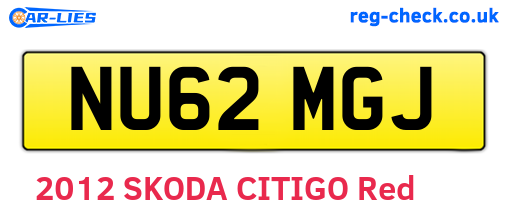 NU62MGJ are the vehicle registration plates.