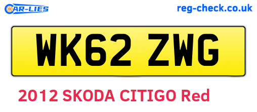 WK62ZWG are the vehicle registration plates.