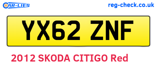 YX62ZNF are the vehicle registration plates.