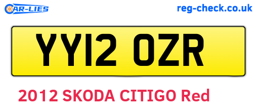 YY12OZR are the vehicle registration plates.