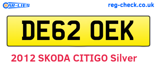 DE62OEK are the vehicle registration plates.