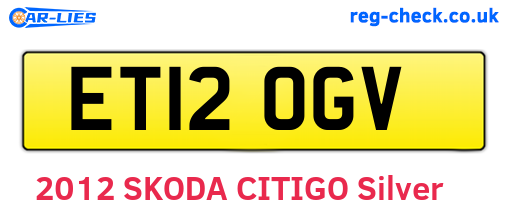 ET12OGV are the vehicle registration plates.