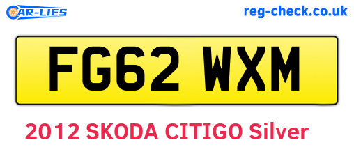 FG62WXM are the vehicle registration plates.
