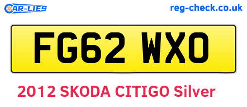 FG62WXO are the vehicle registration plates.