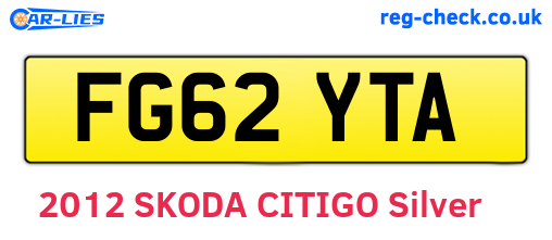 FG62YTA are the vehicle registration plates.