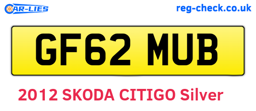 GF62MUB are the vehicle registration plates.