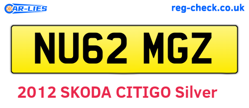 NU62MGZ are the vehicle registration plates.