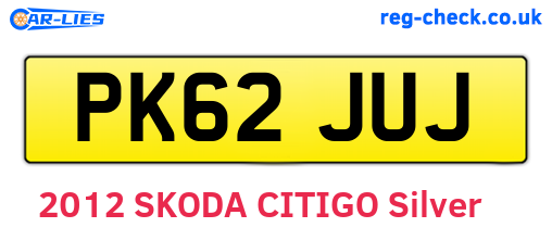 PK62JUJ are the vehicle registration plates.