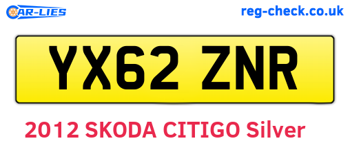 YX62ZNR are the vehicle registration plates.