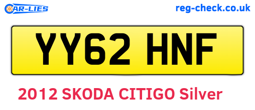 YY62HNF are the vehicle registration plates.
