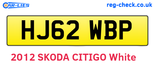 HJ62WBP are the vehicle registration plates.
