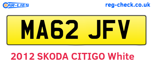 MA62JFV are the vehicle registration plates.