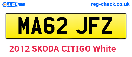 MA62JFZ are the vehicle registration plates.