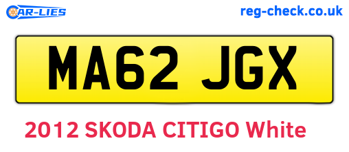 MA62JGX are the vehicle registration plates.