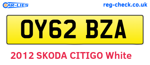 OY62BZA are the vehicle registration plates.