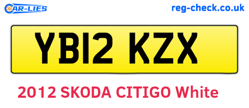 YB12KZX are the vehicle registration plates.